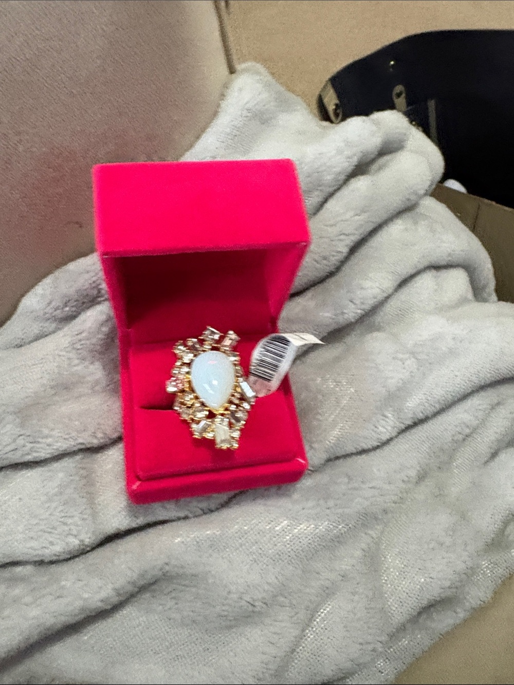 Kurt Geiger Gold-Tone Teardrop White Opal Cluster Ring